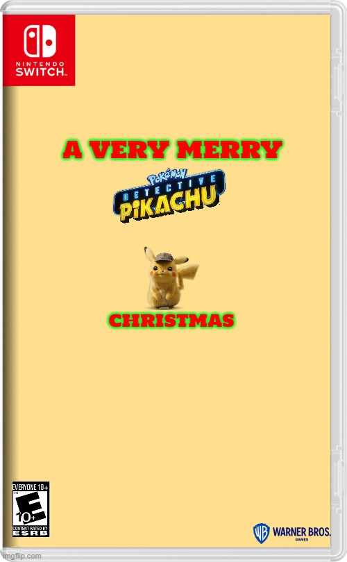 if nintendo made christmas related games volume 8 | A VERY MERRY; CHRISTMAS | image tagged in nintendo switch,detective pikachu,christmas,fake,pokemon | made w/ Imgflip meme maker