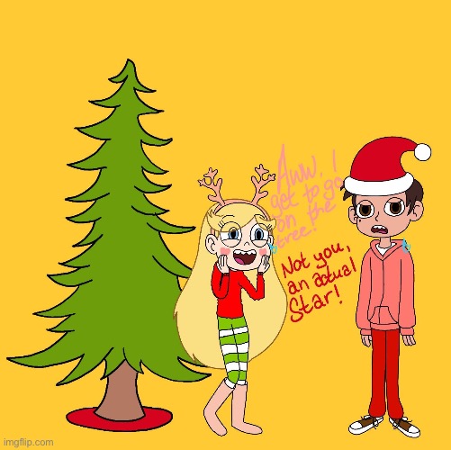 An Actual Star | image tagged in starco,christmas,memes,fanart,svtfoe,star vs the forces of evil | made w/ Imgflip meme maker