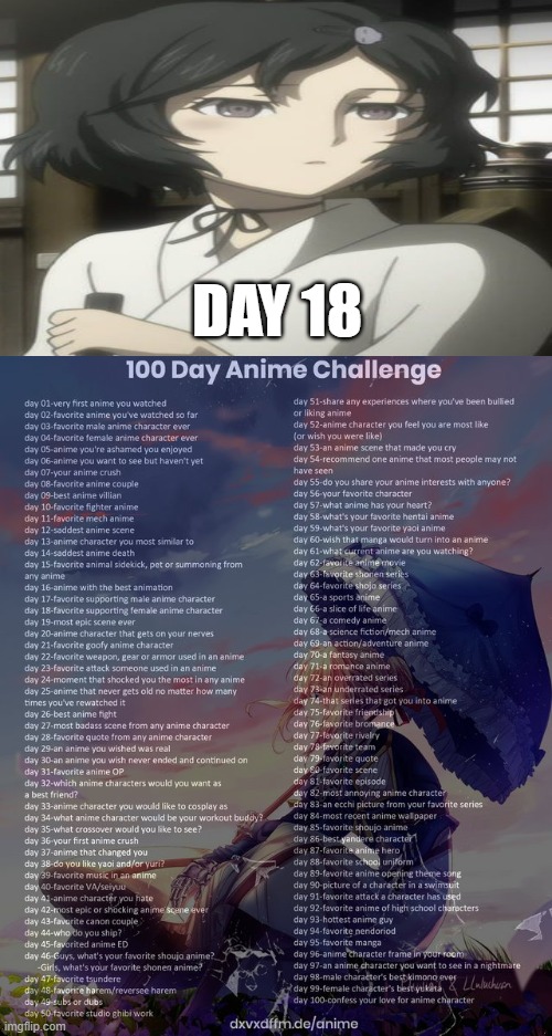day 18 | DAY 18 | image tagged in 100 day anime challenge,anime | made w/ Imgflip meme maker