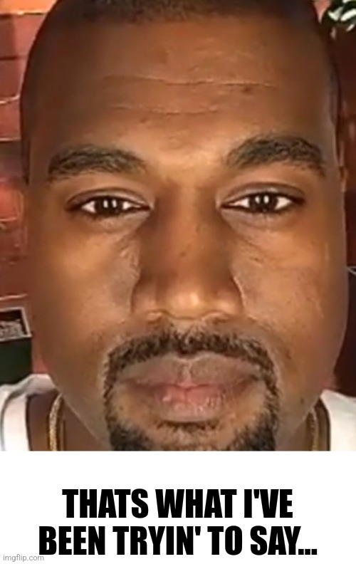 Kanye West Stare | THATS WHAT I'VE BEEN TRYIN' TO SAY... | image tagged in kanye west stare | made w/ Imgflip meme maker