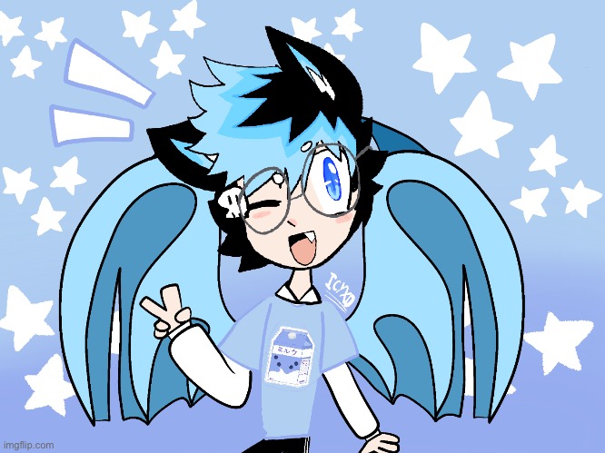 ✨Kawaii✨ | image tagged in anime,kawaii,blue,wolf | made w/ Imgflip meme maker