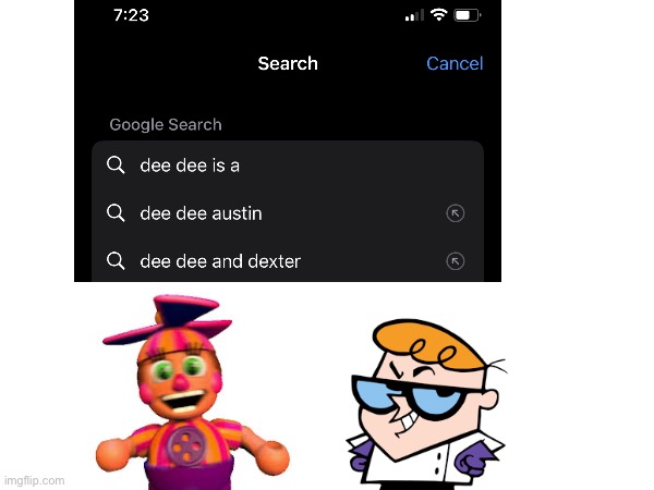 Dee Dee and dexter | image tagged in dexter | made w/ Imgflip meme maker