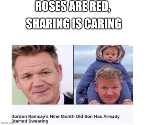 What the... | ROSES ARE RED, SHARING IS CARING | image tagged in roses are red,chef gordon ramsay,lol,baby | made w/ Imgflip meme maker