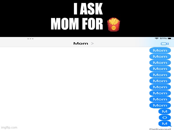 Texting parents be lik | I ASK MOM FOR 🍟 | image tagged in mom,momomomo,moma pleez | made w/ Imgflip meme maker
