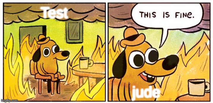 JUDE IS SO GOOD AT TEST | Test; jude | image tagged in memes,this is fine | made w/ Imgflip meme maker