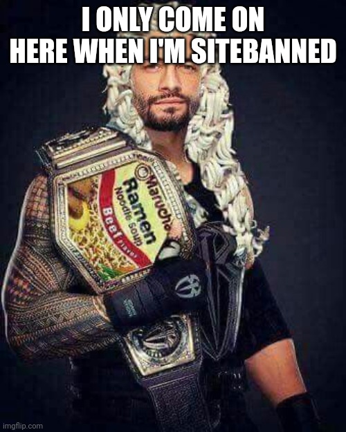 Ramen Reigns | I ONLY COME ON HERE WHEN I'M SITEBANNED | image tagged in ramen reigns | made w/ Imgflip meme maker