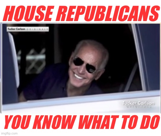 Panic in D.C. | HOUSE REPUBLICANS; YOU KNOW WHAT TO DO | image tagged in joe biden,creepy joe biden,biden,corrupt,democrat party,government corruption | made w/ Imgflip meme maker