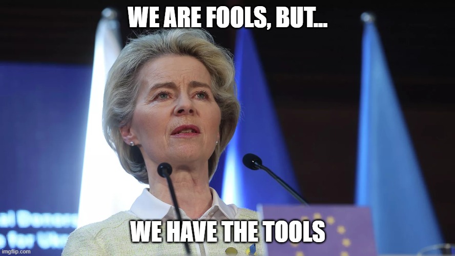 Ursula von der Leyen | WE ARE FOOLS, BUT... WE HAVE THE TOOLS | image tagged in we have the tools,tools,fools | made w/ Imgflip meme maker