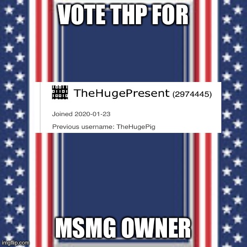 . | VOTE THP FOR; MSMG OWNER | made w/ Imgflip meme maker