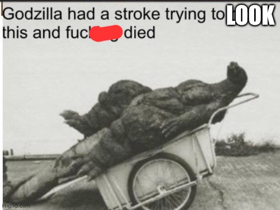 Godzilla | LOOK | image tagged in godzilla | made w/ Imgflip meme maker