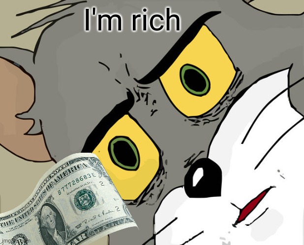 kids be like | I'm rich | image tagged in money,funny,cat | made w/ Imgflip meme maker