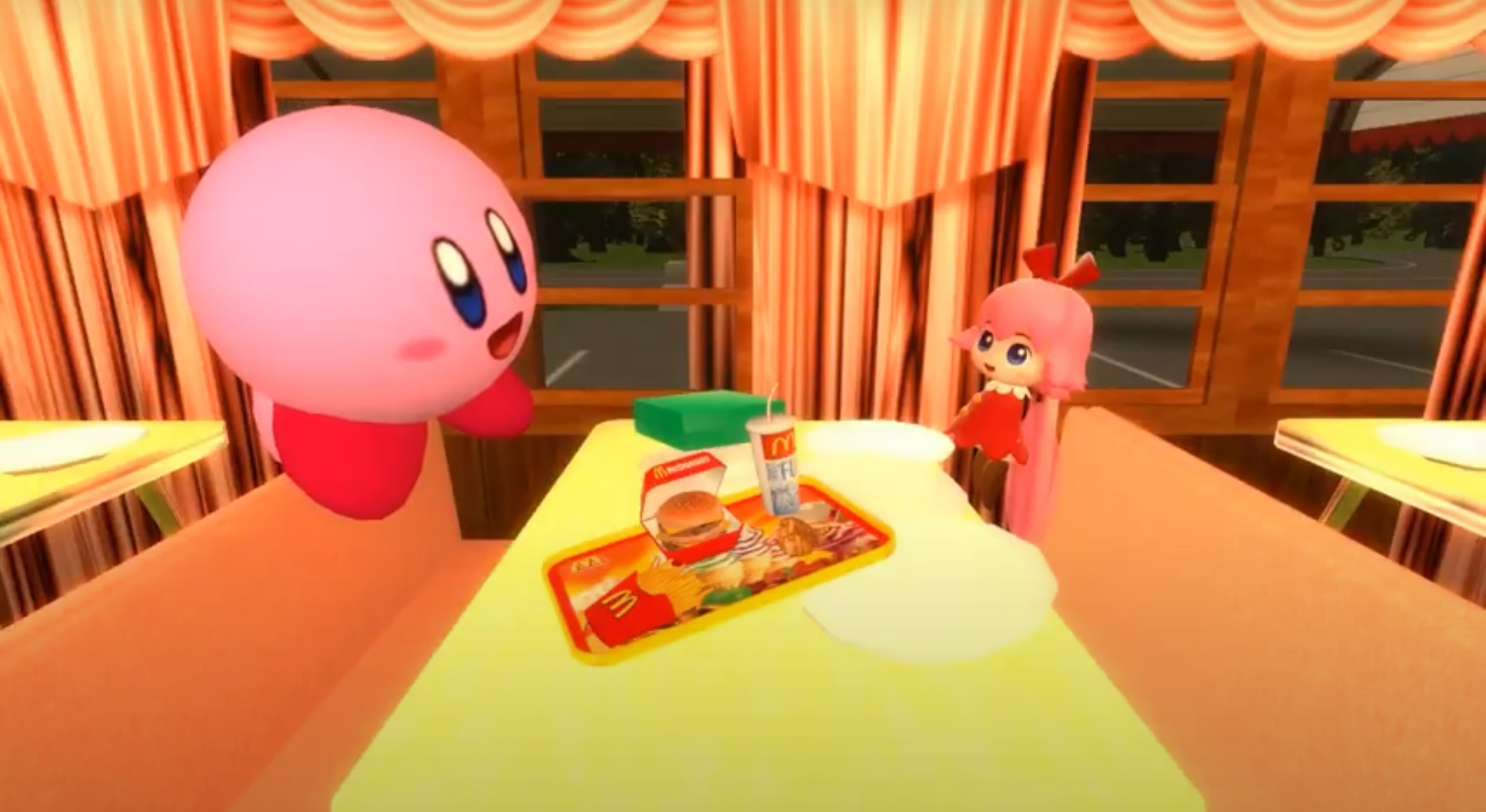 Kirby and Ribbon McDonald’s Blank Meme Template