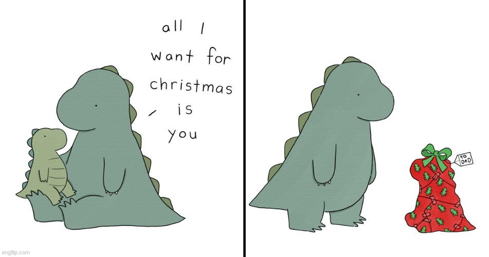 image tagged in dinosaur,christmas,comics/cartoons | made w/ Imgflip meme maker