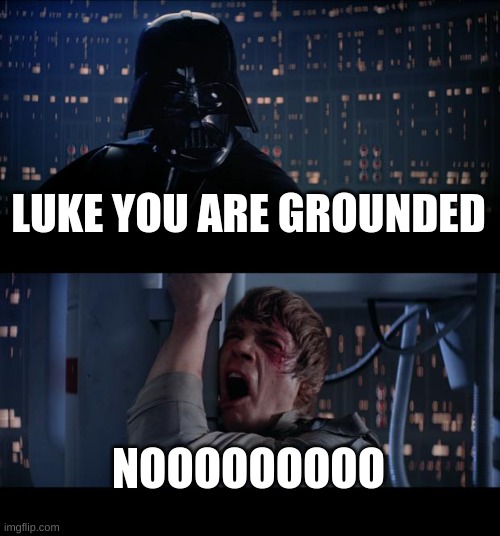 Star Wars No | LUKE YOU ARE GROUNDED; NOOOOOOOOO | image tagged in memes,star wars no | made w/ Imgflip meme maker