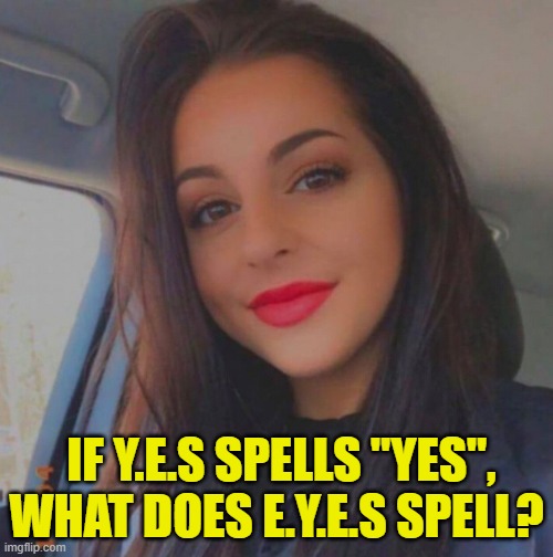 IF Y.E.S SPELLS "YES", WHAT DOES E.Y.E.S SPELL? | image tagged in riddle | made w/ Imgflip meme maker