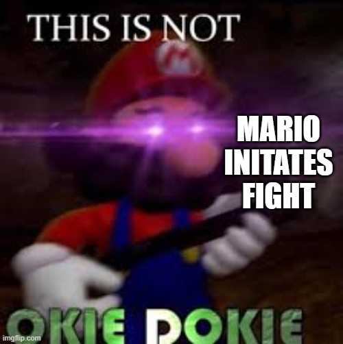 This is not okie dokie | MARIO INITATES FIGHT | image tagged in this is not okie dokie | made w/ Imgflip meme maker