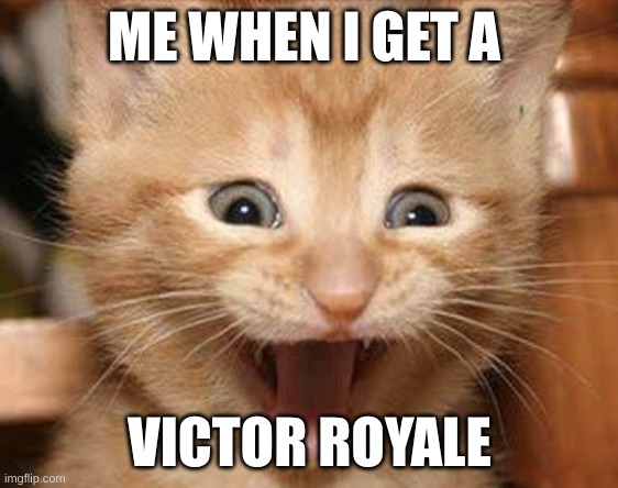Excited Cat | ME WHEN I GET A; VICTOR ROYALE | image tagged in memes,excited cat | made w/ Imgflip meme maker