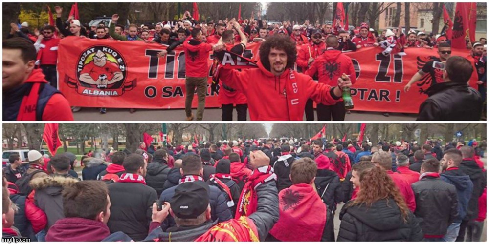 Albanian Football Fans | image tagged in albanian football fans | made w/ Imgflip meme maker