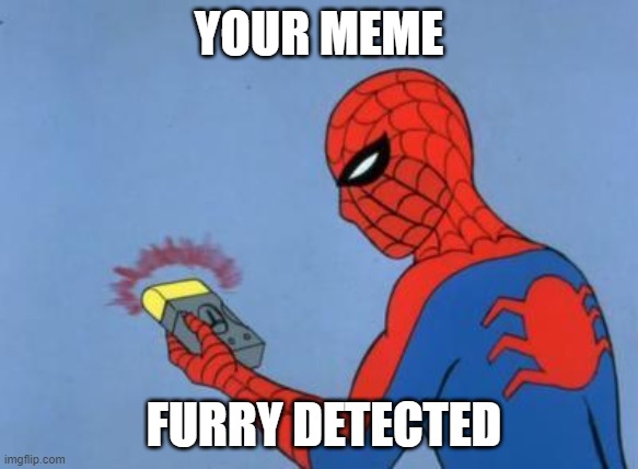 spiderman detector | YOUR MEME FURRY DETECTED | image tagged in spiderman detector | made w/ Imgflip meme maker