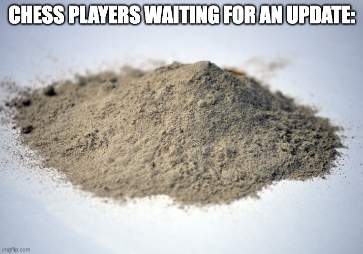pile of dust | CHESS PLAYERS WAITING FOR AN UPDATE: | image tagged in pile of dust | made w/ Imgflip meme maker