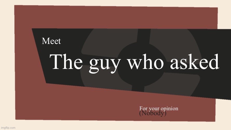 I actually know nothing about tf2 and it’s bc idk how to download it :) | The guy who asked; Meet; For your opinion; (Nobody) | image tagged in meet the blank,balls | made w/ Imgflip meme maker