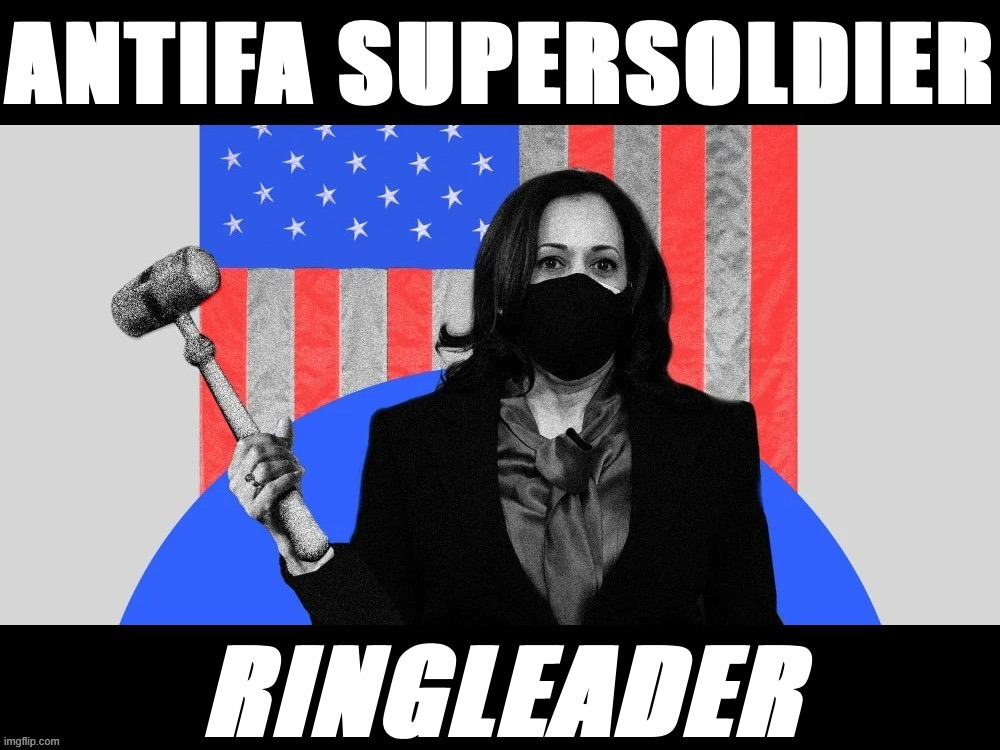 Kamala Harris ANTIFA supersoldier ringleader | image tagged in kamala harris antifa supersoldier ringleader | made w/ Imgflip meme maker