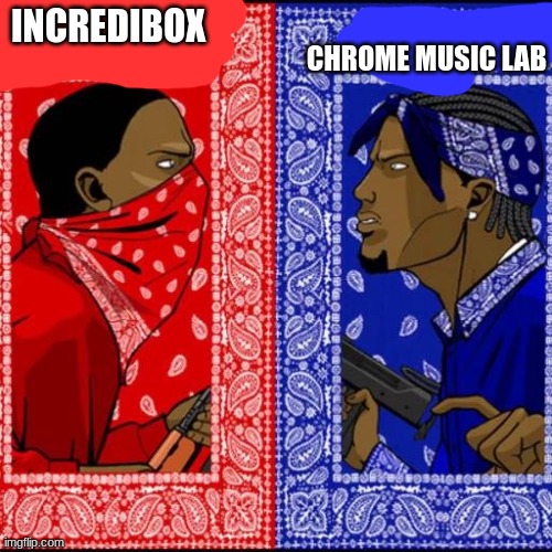 low quality | CHROME MUSIC LAB; INCREDIBOX | image tagged in blood and crip | made w/ Imgflip meme maker