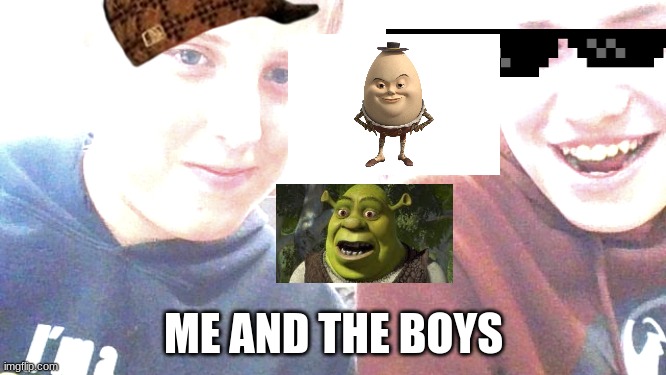 me and the boys | ME AND THE BOYS | image tagged in shrek,irl,anime girl hiding from terminator | made w/ Imgflip meme maker