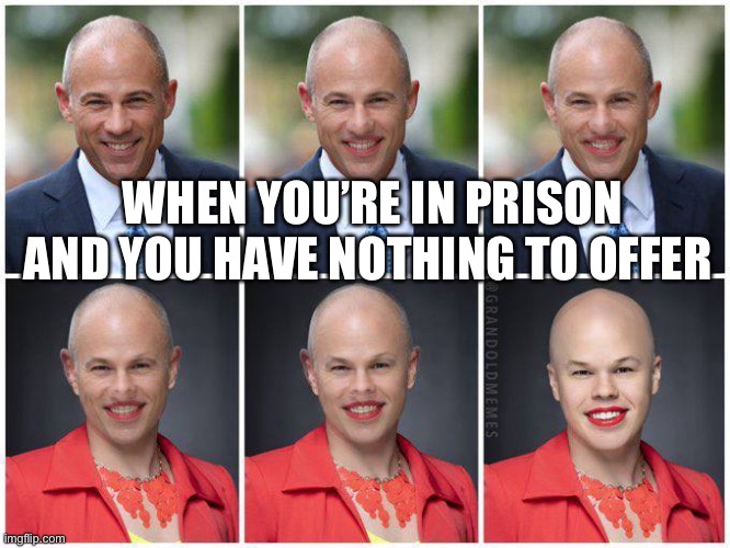 Michael Aventti |  WHEN YOU’RE IN PRISON AND YOU HAVE NOTHING TO OFFER | image tagged in michael avenatti,prison | made w/ Imgflip meme maker