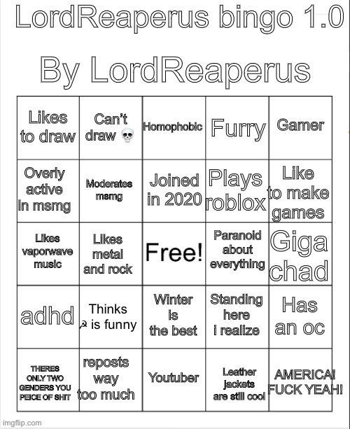 New temp | image tagged in lordreaperus bingo 1 0 | made w/ Imgflip meme maker