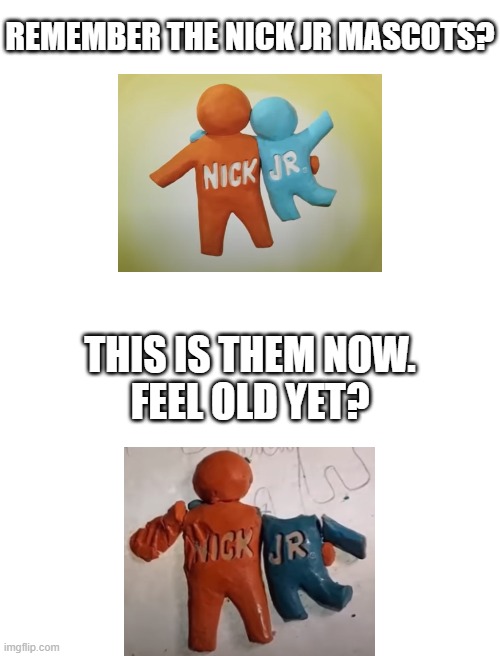 They lost Jr's head :( | REMEMBER THE NICK JR MASCOTS? THIS IS THEM NOW.
FEEL OLD YET? | image tagged in nick jr,nostalgia,childhood | made w/ Imgflip meme maker