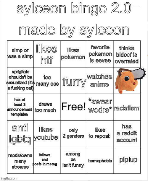 sylceon bingo 2.0 | image tagged in sylceon bingo 2 0 | made w/ Imgflip meme maker