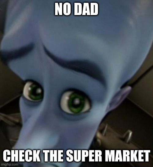 Megamind no bitches | NO DAD; CHECK THE SUPER MARKET | image tagged in megamind no bitches | made w/ Imgflip meme maker