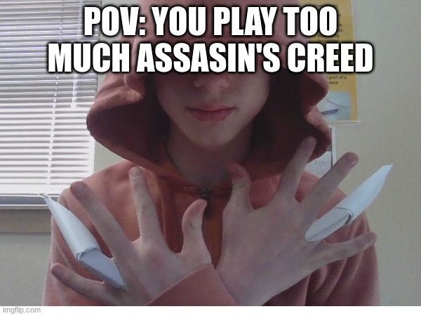 Ass Creed | POV: YOU PLAY TOO MUCH ASSASIN'S CREED | image tagged in assassins creed,origami | made w/ Imgflip meme maker
