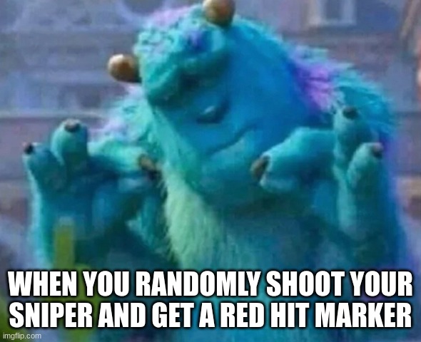 x | WHEN YOU RANDOMLY SHOOT YOUR SNIPER AND GET A RED HIT MARKER | image tagged in sullivan perfect,hitmarker meme | made w/ Imgflip meme maker