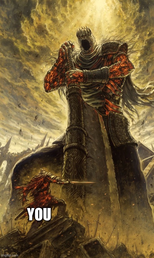 Yhorm Dark Souls | YOU | image tagged in yhorm dark souls | made w/ Imgflip meme maker