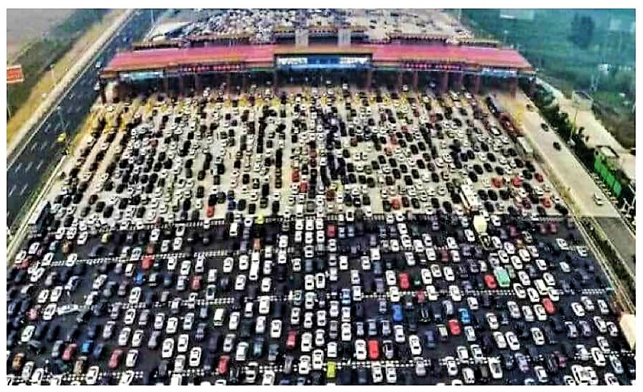 Traffic jam at China toll Blank Meme Template