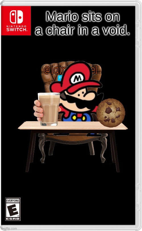 Mario sits on a chair | Mario sits on a chair in a void. | image tagged in nintendo switch | made w/ Imgflip meme maker