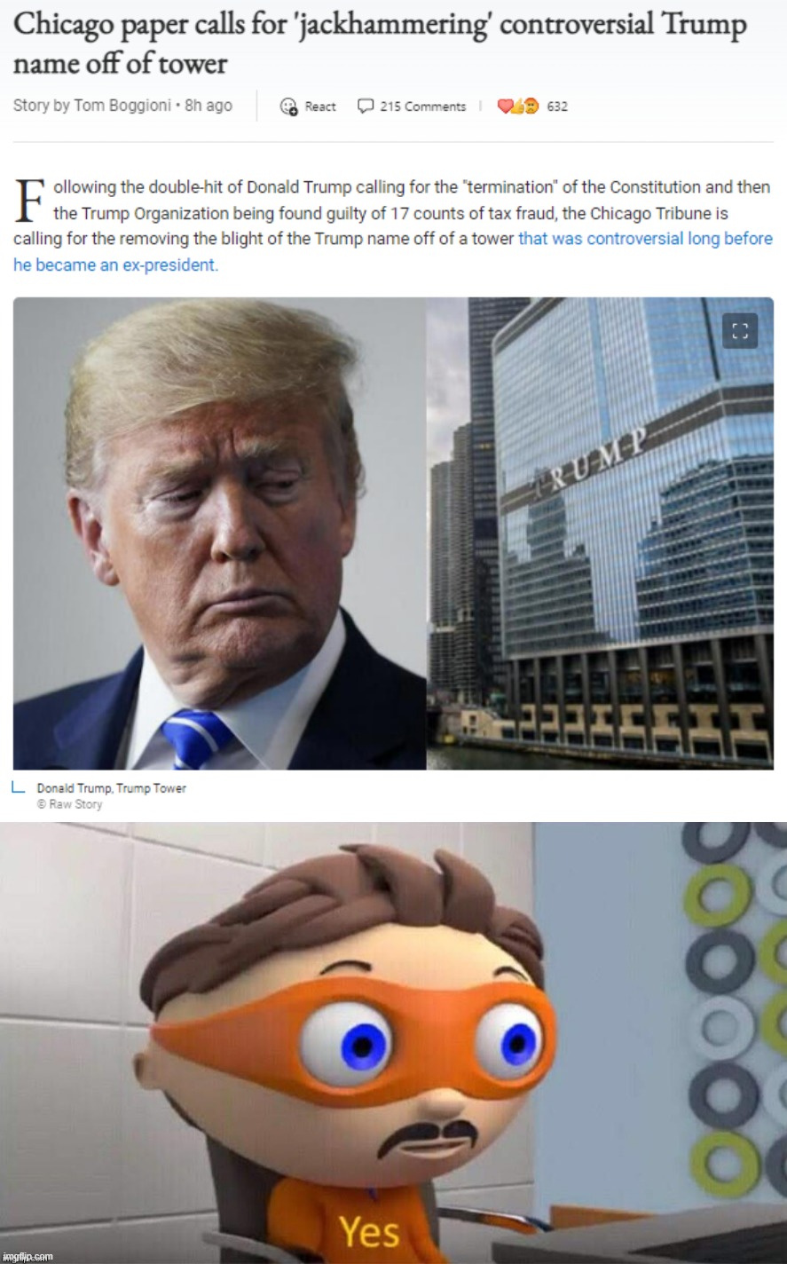 yes | image tagged in trump tower jackhammer,protegent yes | made w/ Imgflip meme maker