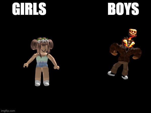 girls skin vs boys skin | GIRLS                       BOYS | image tagged in roblox meme | made w/ Imgflip meme maker
