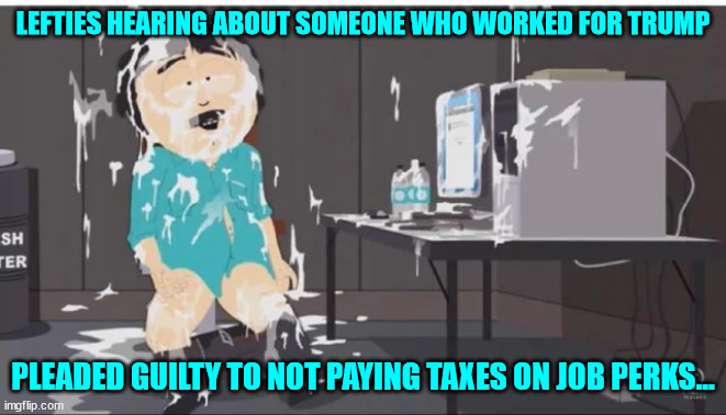 LEFTIES HEARING ABOUT SOMEONE WHO WORKED FOR TRUMP PLEADED GUILTY TO NOT PAYING TAXES ON JOB PERKS... | made w/ Imgflip meme maker