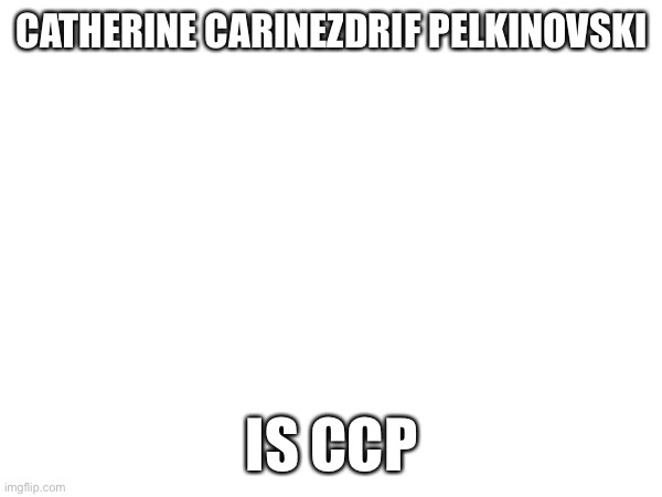 CATHERINE CARINEZDRIF PELKINOVSKI; IS CCP | image tagged in help | made w/ Imgflip meme maker