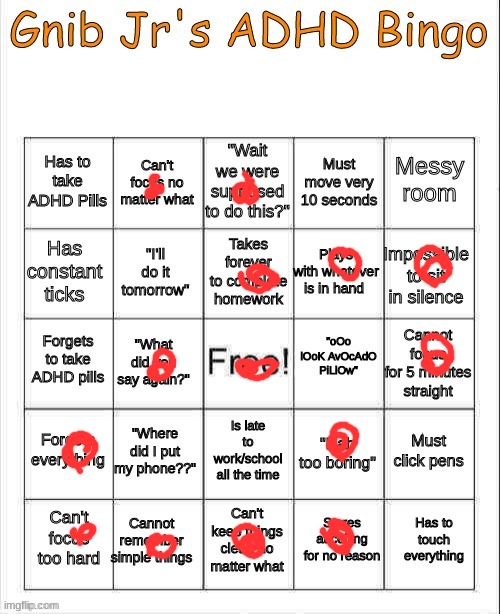 No bingo? | image tagged in gnib jrs adhd bing | made w/ Imgflip meme maker