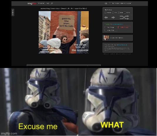 somebody put a mod note on my meme (starwarsmemes is the stream) | image tagged in excuse me what | made w/ Imgflip meme maker