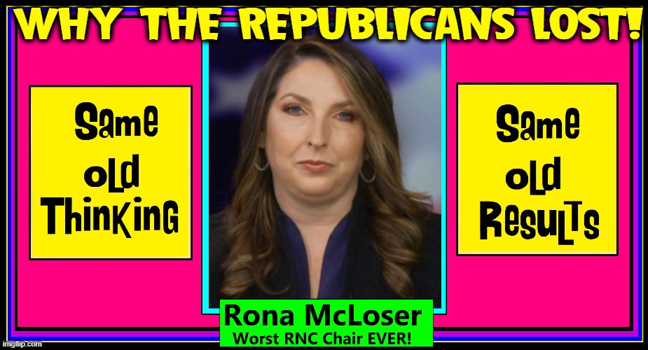 Worst economy 40 yrs, murder in streets, no borders & we can't win | WHY THE REPUBLICANS LOST! | image tagged in vince vance,rnc,chair,rona mcdaniels,republicans,memes | made w/ Imgflip meme maker