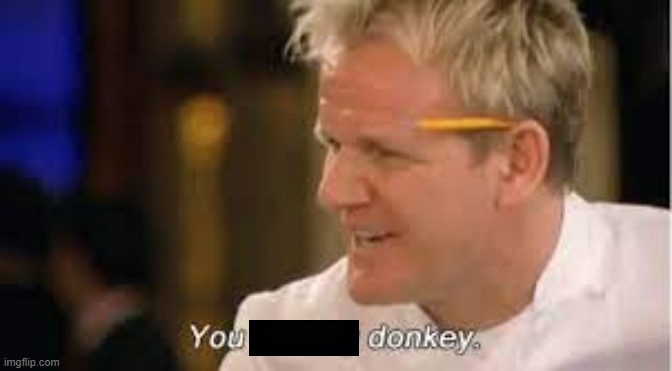 you f****** donkey - gordon ramsay | image tagged in you f donkey - gordon ramsay | made w/ Imgflip meme maker