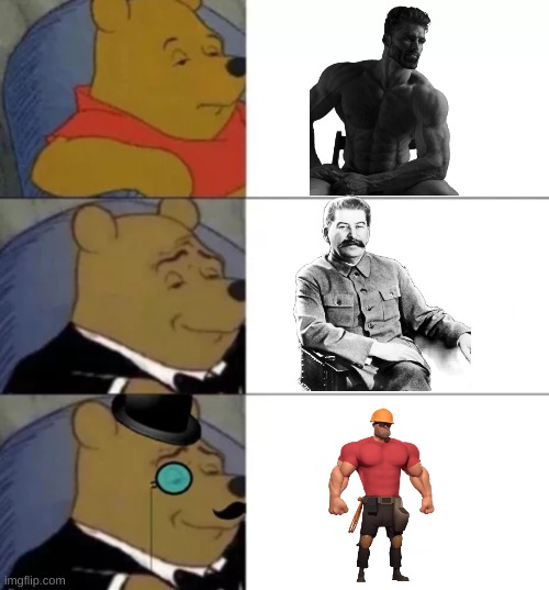 The better gigachad | image tagged in fancy pooh | made w/ Imgflip meme maker