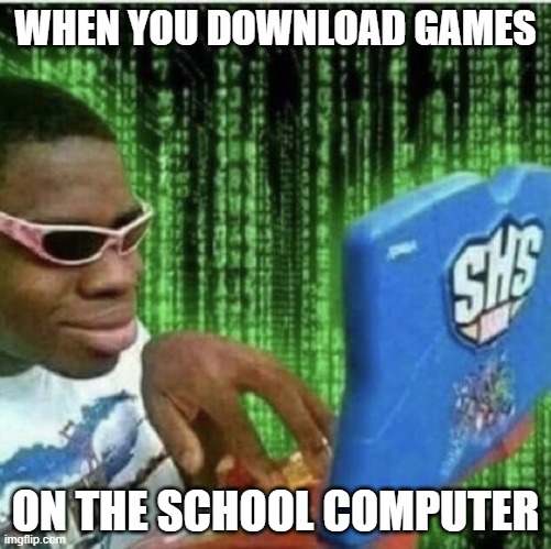 Ryan Beckford | WHEN YOU DOWNLOAD GAMES; ON THE SCHOOL COMPUTER | image tagged in ryan beckford | made w/ Imgflip meme maker