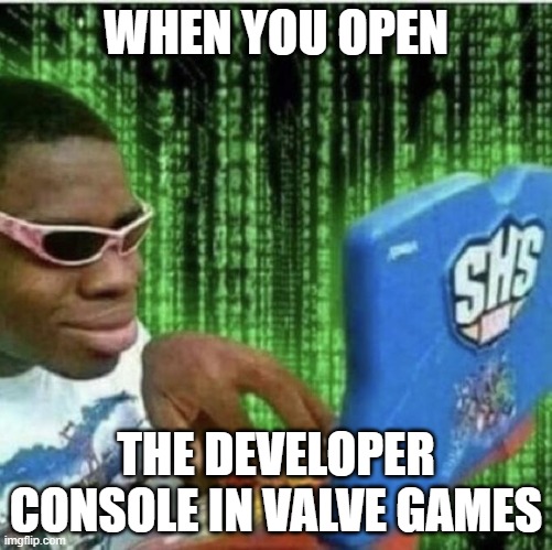 Ryan Beckford | WHEN YOU OPEN; THE DEVELOPER CONSOLE IN VALVE GAMES | image tagged in ryan beckford | made w/ Imgflip meme maker