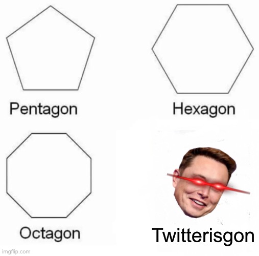 Twitter is ruined | Twitterisgon | image tagged in memes,pentagon hexagon octagon | made w/ Imgflip meme maker